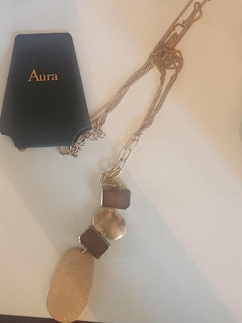 Aura Gold Necklace with Brown Stone Accents